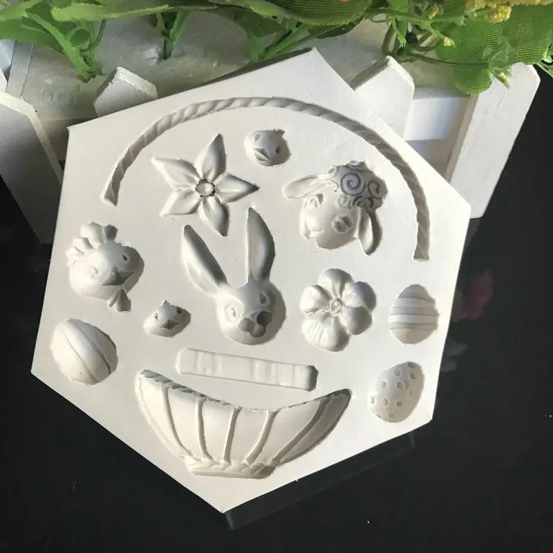 Пасхальный кролик, форма ручной работы, 3D силиконовая форма для яиц, цветов, помадки, шоколада, торта