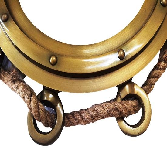 16-дюймовое зеркало с античной коричневой отделкой, алюминиевый порт, стеклянная настенная подвеска, зеркало, корабль, джут, иллюминатор, домашнее декора...