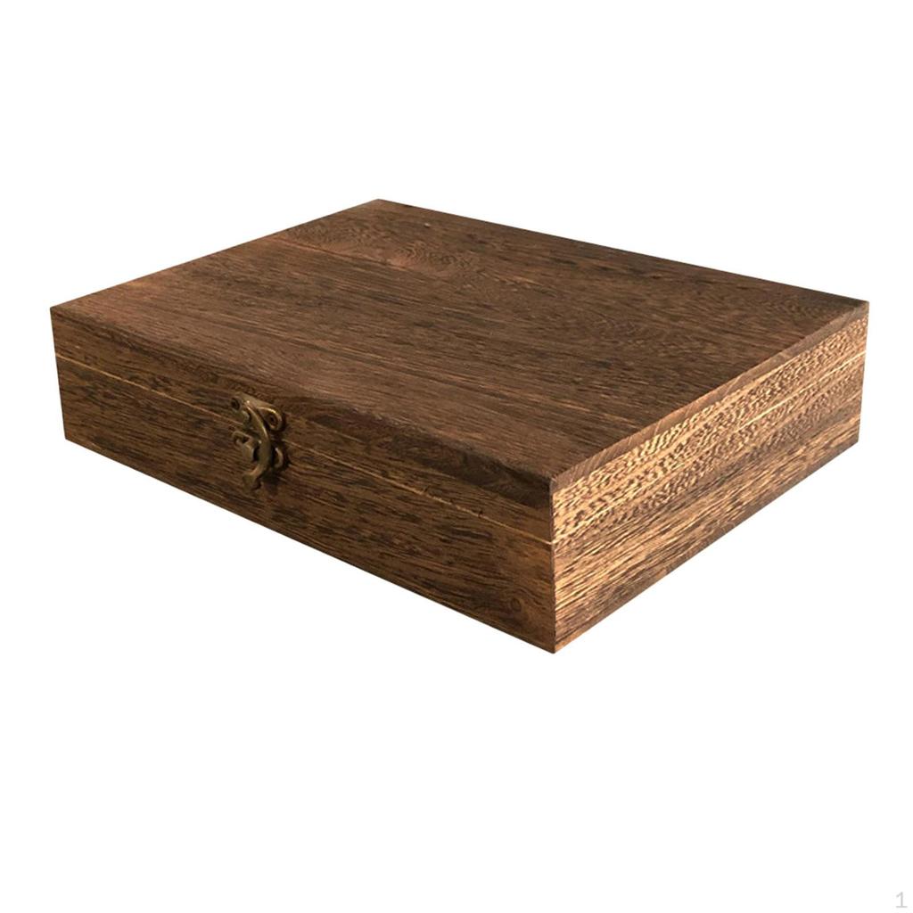 Vintage Storage Box DIY Decorative Wooden Jewelry Keepsake with Lid Lock Memory