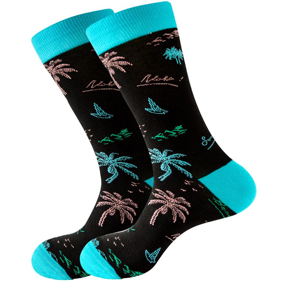 1 пара мужских носков с героями мультфильмов, удобные теплые носки с изображением утки, кокосовой пальмы, пончика, модные носки, подарочные носки в виде торта, полосатые рождественские подарки