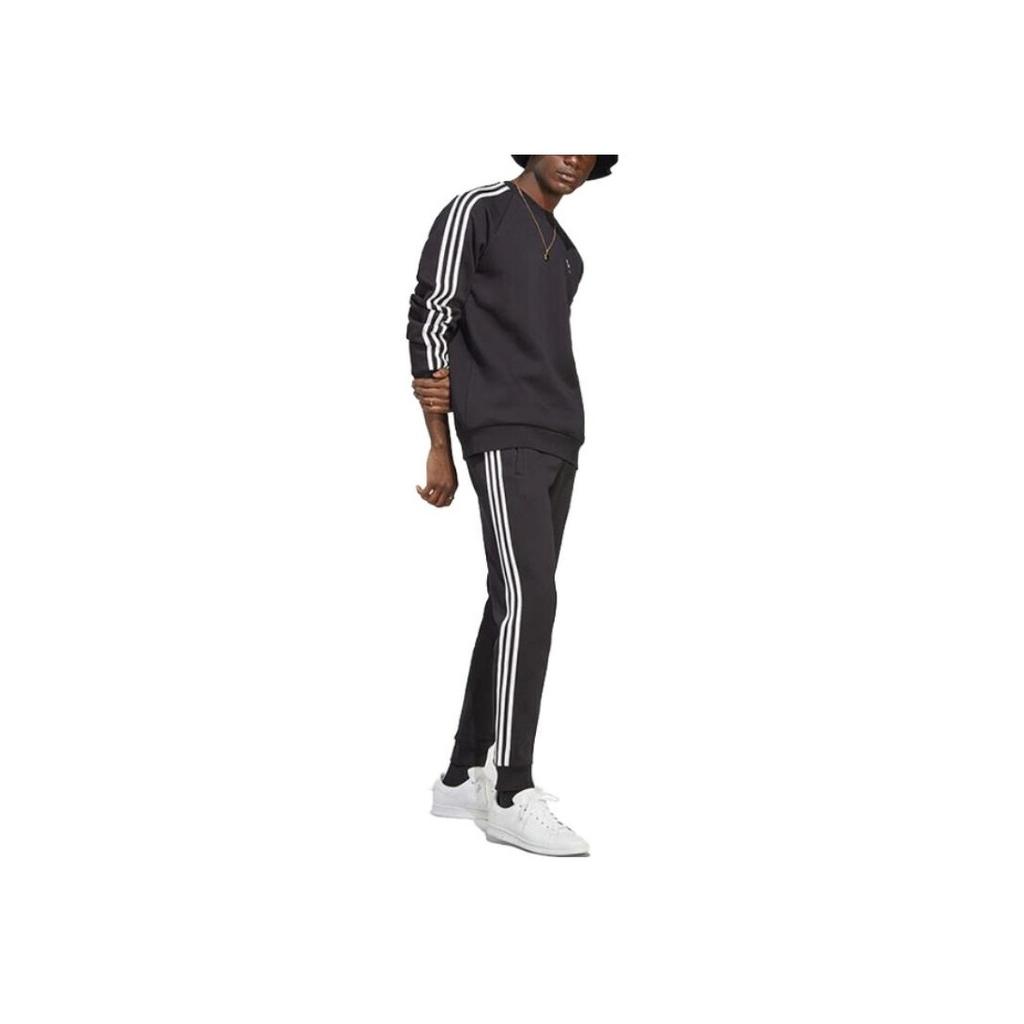 Adidas Originals Толстовка с круглым вырезом и полоской трилистника, мужская толстовка, черная IA4861