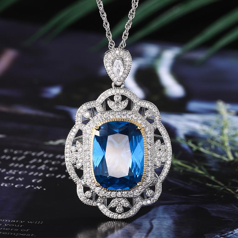 Ювелирные изделия Медное основание Позолоченная Имитация корунда Толстый Прямоугольный Темперамент Старший Подвеска 15 * 20