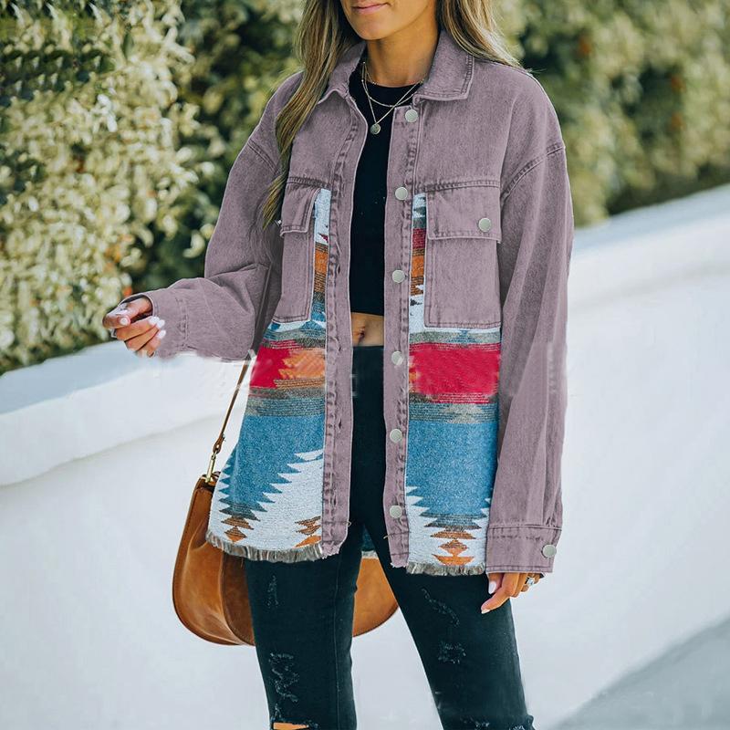 Women's Denim Jacket Autumn and Winter New Design Sense Women's Clothing Denim Stitching Woolen Coat Retro Jacket Casual Trend