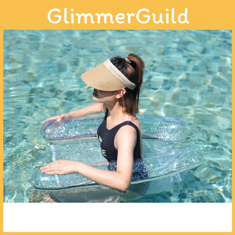 Горячая Распродажа Прозрачное ПВХ Плавающее Кресло с Блестками Надувной Гамак для Взрослых 130*70см Овальный