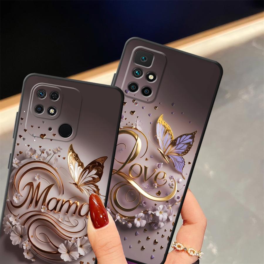 Black Soft Phone Cover Case for Xiaomi Redmi A1 A2 Plus 10 9 14C 13C A3 A4 12C K40 K80 Pro A5 Cartoon Butterfly Pattern