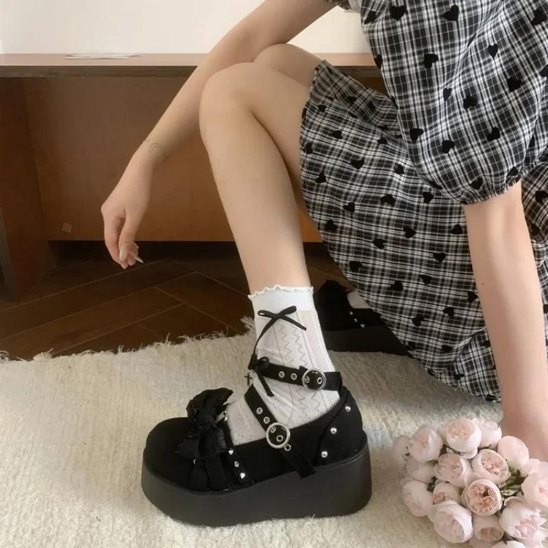 Круглый носок на толстой подошве JK Lolita Mary Jane милые женские туфли с бантом милые простые удобные универсальные повседневные мокасины