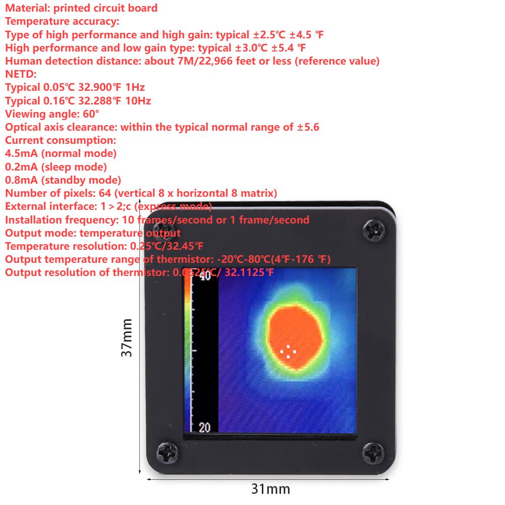 MLX90640 AMG8833 Портативные инфракрасные датчики Легкая цифровая тепловизионная камера Зарядка через USB для строительной среды
