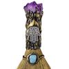 Halloween Faux Amethyst Broom Figurine Handmade Healing Stone Fake Crystal Mini Witch