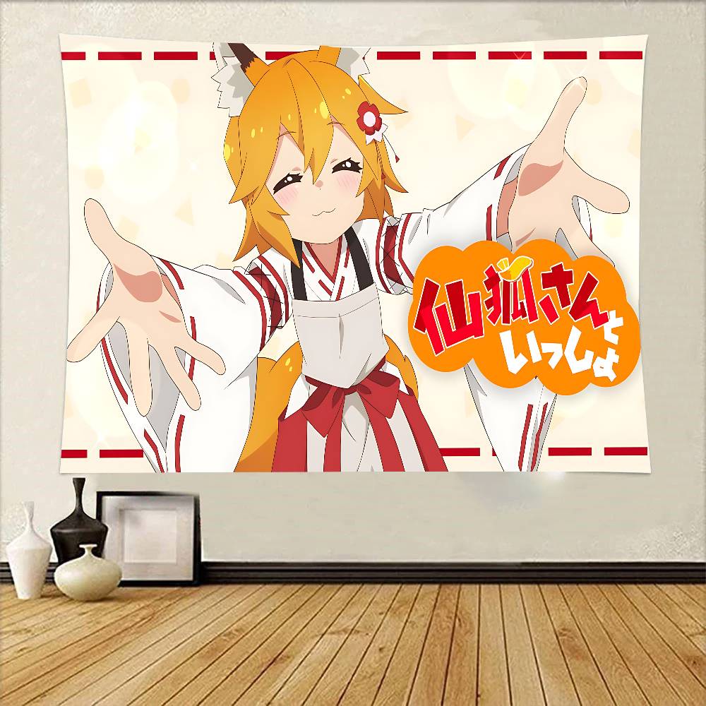 The Helpful Fox Senkosan Tapestry Wall Hanging Printed Polyester Tapestry INS Decoration Wall Decor