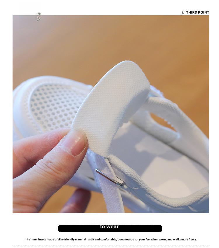 Летняя детская спортивная обувь 2025 года из дышащей белой сетки: Дизайн Hollow для мальчиков и стиль для девочек