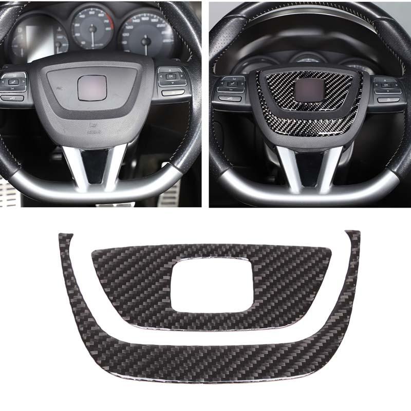 For SEAT Leon León Mk2 1P 2008-2012 Soft Carbon Fiber Car Steering Wheel Frame Panel Cover Trim Sticker Car Interior Accessories