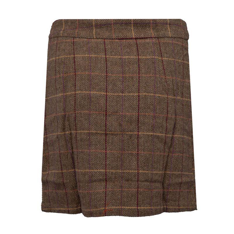 Jil Femme LA PETITE ETOILE Short Brown Wool Tweed Check Skirt