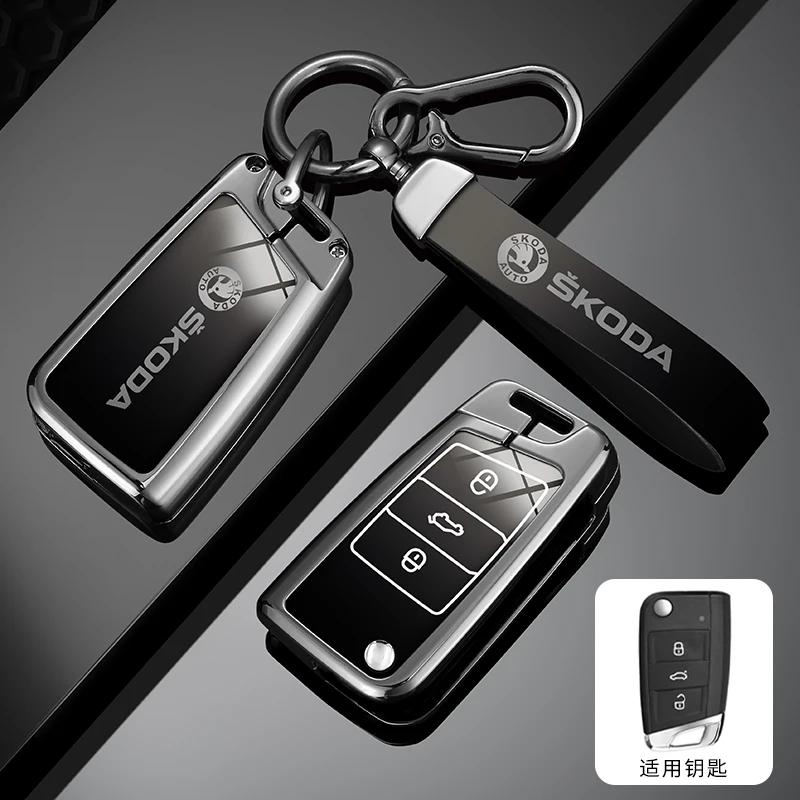 Car Sticker For Skoda Octivia Superb Fabia 1 2 Octavia A7 RS Superb Rapid Yeti Karoq Vision Zinc Alloy Car Remote Key Fob Case C NL6