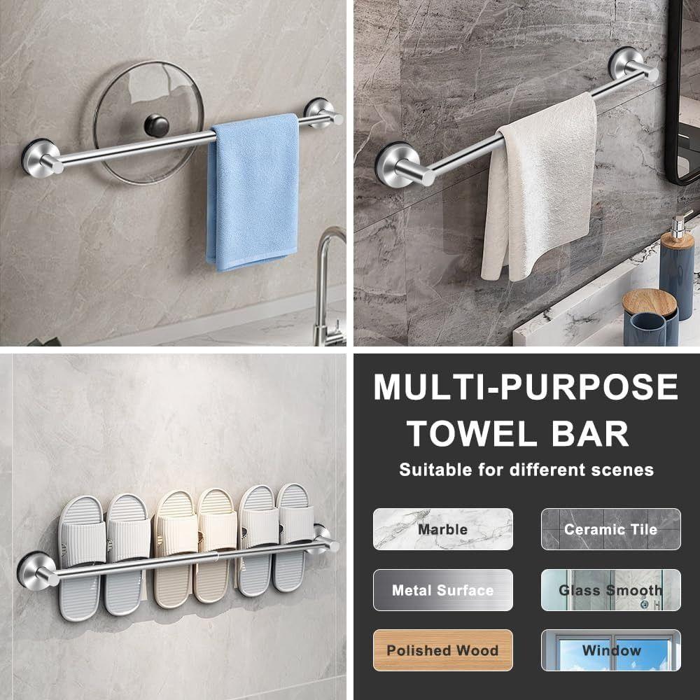 Stainless Steel Adjustable Towel Bar Retractable Suction Cup Towel Holder Wall-mounted Punch-free Extendable Towel Rack