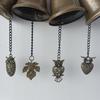 Vintage Hanging Bell Rustic Metal Wind Chime Retro Hanging Wind Bell with Owl or Leaf Pendant for Home Entrance Farmhouse Garden Decoration