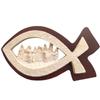 Fish Shape Last Supper Scene Statue Resin Garden Figurine Ornaments Crafts for Home Bedroom Dormitory Decoration