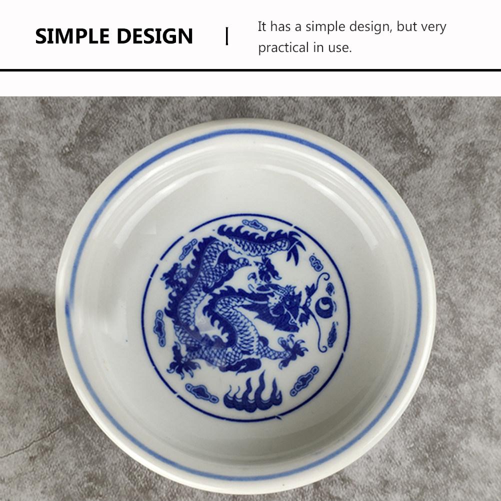 2Pcs Blue and White Porcelain Ink Tray Dragon Pattern Ceramic Ink Brush Washing Dish Creative Calligraphy Writing Brush Holder