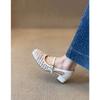 Retro Hollow Knitting Word with Mary Jane Shoes Women's Single Shoes Temperament Thick Heel Bag Head Sandals