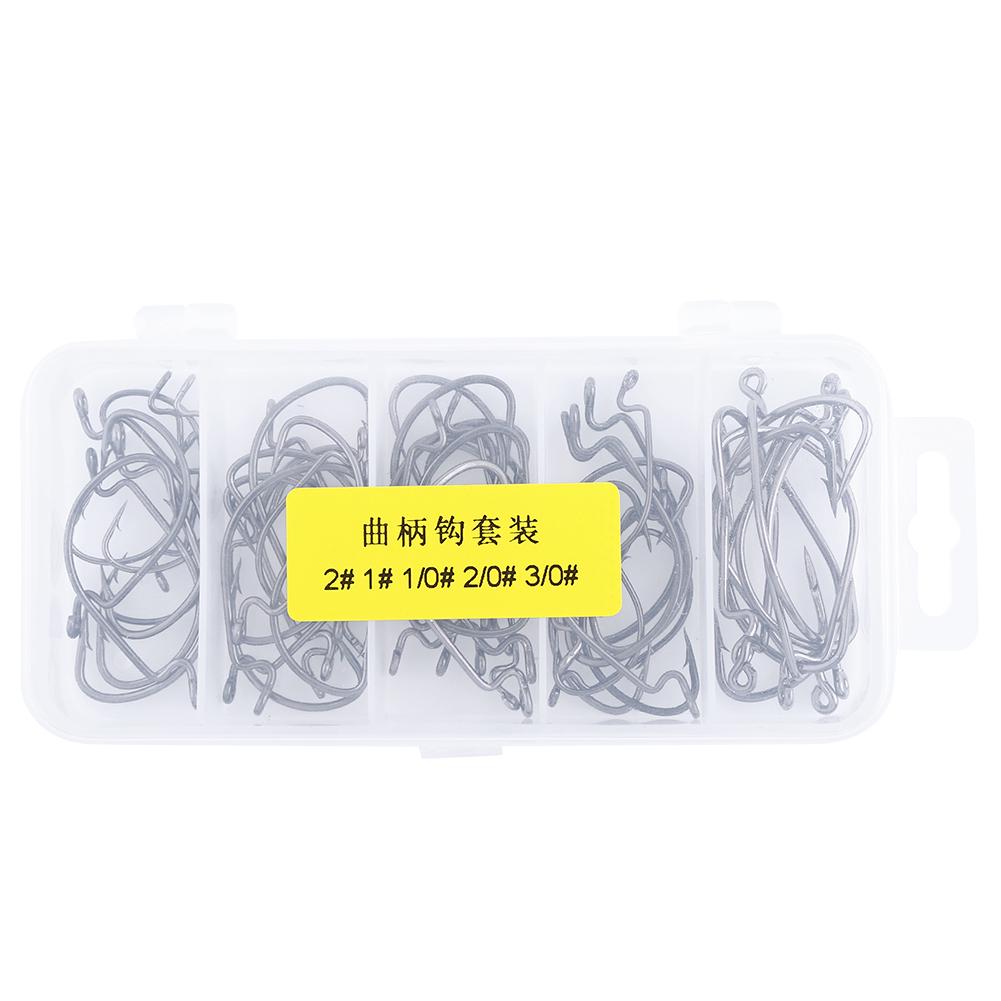 50шт коробка офсетный рыболовный крючок кривошип червь джиг высокоуглеродистая сталь рыболовные принадлежности инструменты