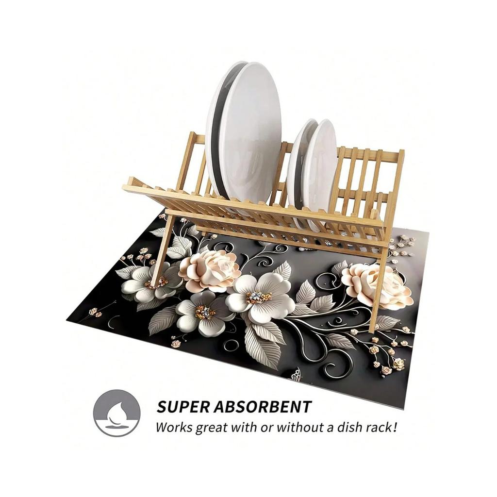 3D цветочный кухонный сливной коврик диатомитовая земля подставка под кофемашину быстросохнущая столешница теплоизоляционная подставка для столовых приборов