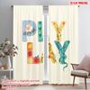 2pcs 2D Flat Printing Party Curtain Playful Alphabet Parrot Snake Fruit Polyester Without Electricity Festive Curtains for Home
