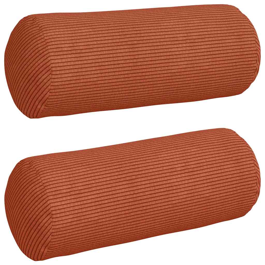Bolster Cushions 2 pcs Red Orange Ø 15 x 40 cm Cord Fabric