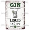 [MyPlate] GIN Plaque Metal Vintage Bar Furniture Plates Panels Tin Sign Tiki Bar Sign Man Cave Decorn Personalized Plate