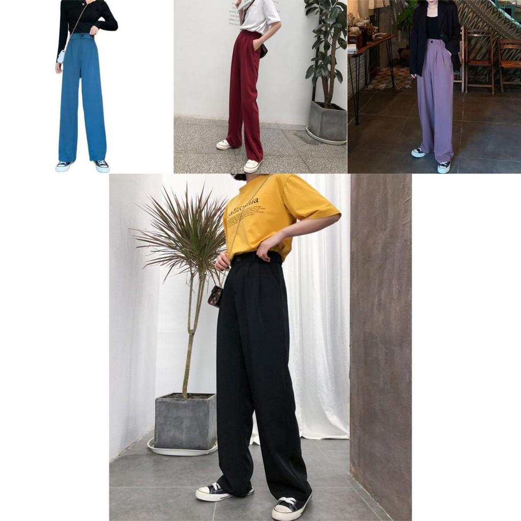 Stylish High-waist Suit Pants In Solid Colors For Casual Wide-leg Comfort