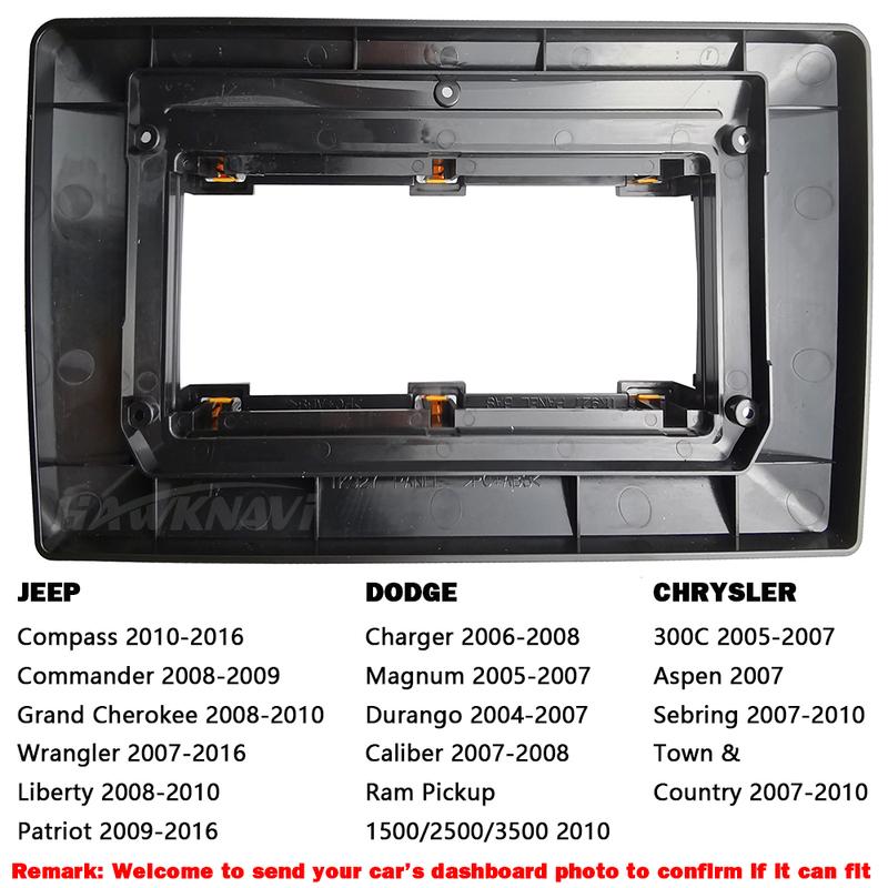 For Jeep Grand Cherokee Wrangler Dodge RAM Charger Chrysler 300C 10.1 inch 2 Din Car Radio Stereo Fascia Panel Dash Frame