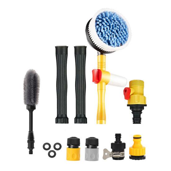 Автоматическая вращающаяся выдвижная щетка для мойки автомобиля с длинной ручкой, вращающаяся на 360 градусов швабра, автоматически пенится, комплект для мойки автомобиля
