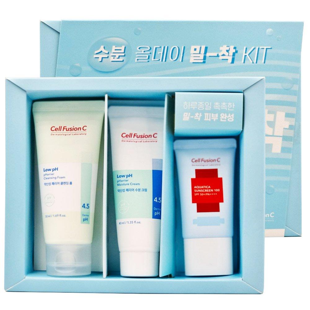 Cell Fusion C Moisture All Day Adhesion Kit Set Aquatica Sun 20ml + Cleansing Foam 50ml + Moisturizing Cream 40ml