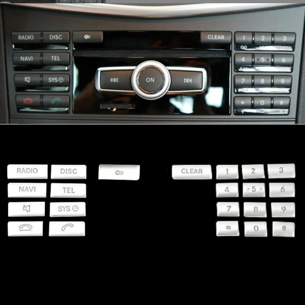 22 шт. наклейки на крышку кнопки CD для Benz W204 W212 C218 GLK X204 центральная консоль номера кнопки колпачок отделка авто панель кнопок крышка
