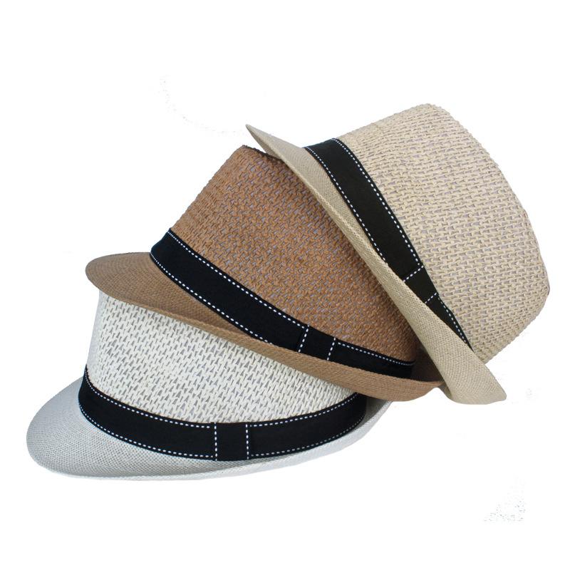 Summer Middle-Aged and Elderly Straw Hat Hollow Breathable Small Jue Hat Outdoor Sunscreen Sunshade Hat Jazz Topper Hat Bowler Hat