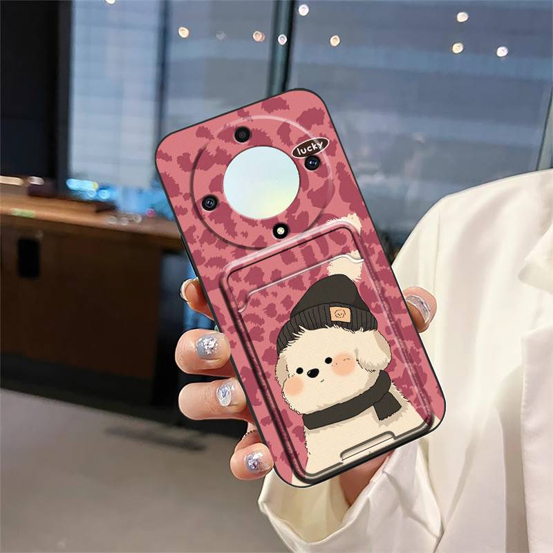 Противоударная задняя крышка Чехол для телефона для Honor X9a 5G/Magic5 Lite Слот для карт Грязеотталкивающий Защитный силиконовый Кармашек для карт Милый