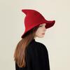 Halloween Witch Hat for Women Felt Wide Brim Foldable Pointed Wizard Hat for Party Masquerade Cosplay Costume Accessory