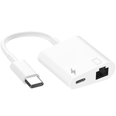 Адаптер GIRXX USB C Ethernet USB Type C к RJ45 Ethernet LAN Сеть Совместим с iPhone 15 MacBook iPad XPS и другими [Сертифицировано MFi] 2-в-1