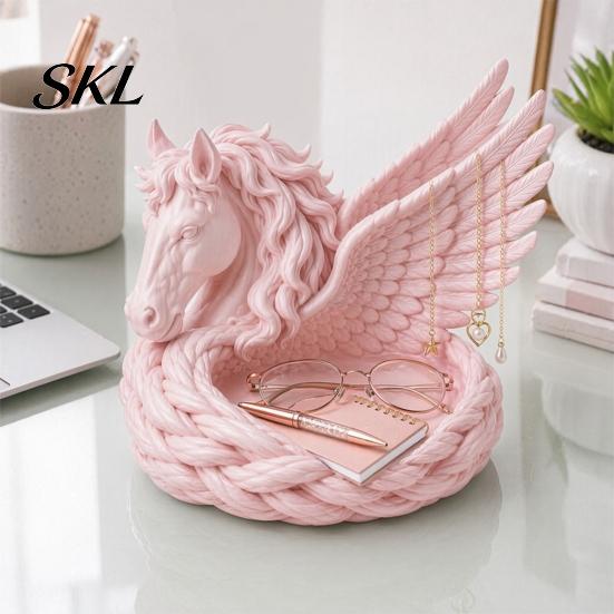 Multifunctional Accessory Holder 3D Printed Pegasus Jewelry Organizer Bowl, Winged Horse Trinket Tray, Elegant Nightstand Tray Sculpture Desktop