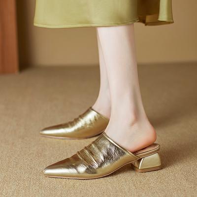 Модная обувь Туфли Шлепанцы Элегантные женские туфли-лодочки Новинка 2025 Новая мода Остроносые женские туфли на высоком каблуке Женские шлепанцы-мюли