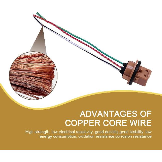 Pack-2 Automotive 7443 Brake Light Bulb Holder, Socket Pigtail Harness Connector, Waterproof ulation Plastic Female Adapter, for 7443/T20 Bulb