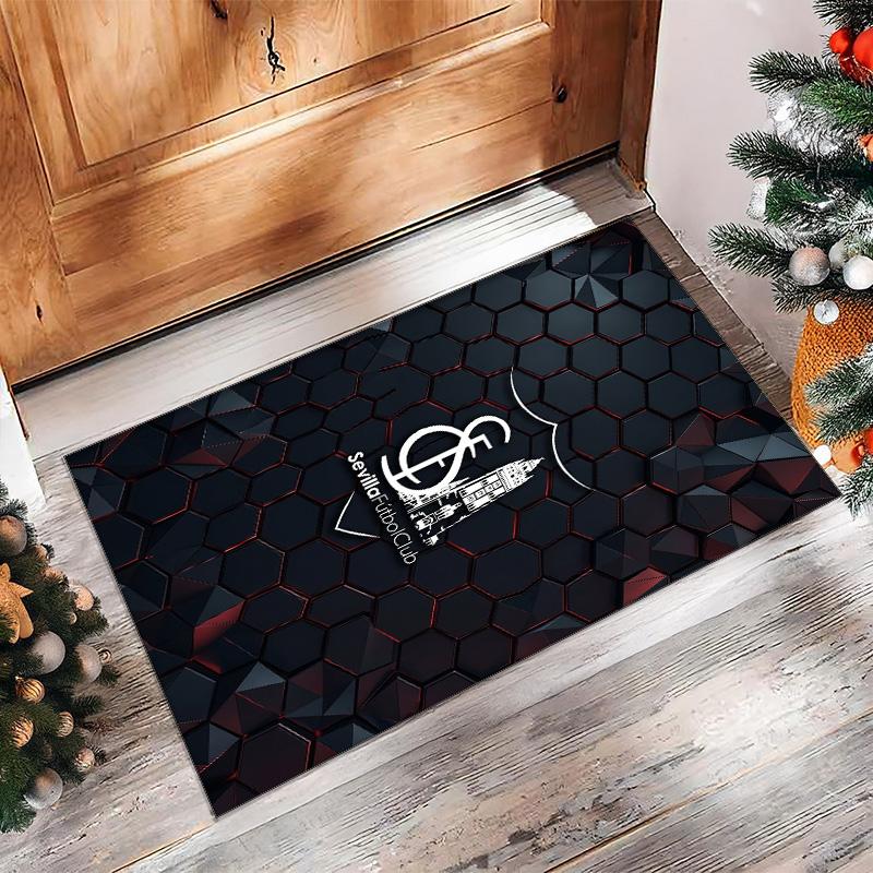 Sevilla FC Soccer Football Pattern Soft Area Rug Non Slip Indoor Floor Carpet Sports Decor Mat for Bedroom