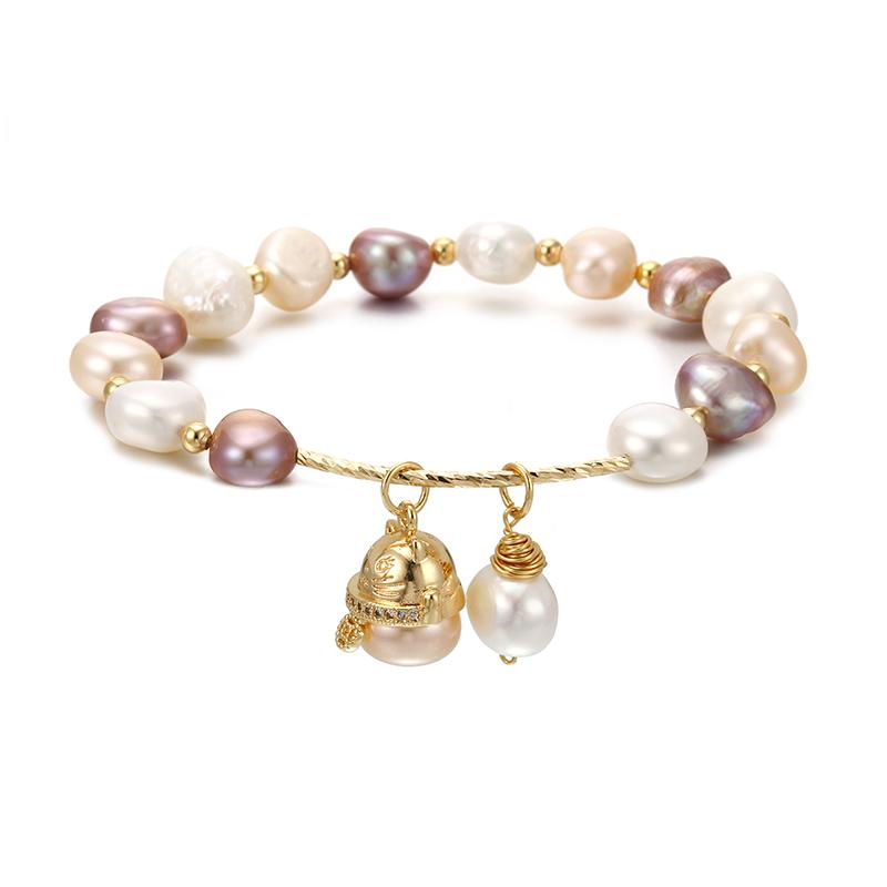 Ручная работа 14K позолота Милый Кот Животное Барокко Натуральный Пресноводный Жемчуг Женские Браслеты Для Женщин Подарок на День Рождения