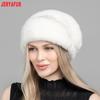 JERYAFUR Женская зимняя шапка из искусственного меха, элегантный декор из бусин, теплая роскошная женская шапка-ушанка для холодной погоды