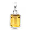 Кулон из натурального изумруда желтого цвета с цитрином и серебром
