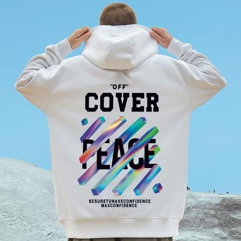 M-8XL Men Oversize Pullover Hoodie Fashion Loose American Style Trendy Three-dimensional Letters Print Couple Clothes