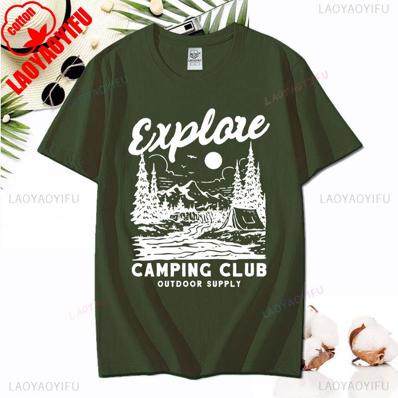 Love Camping I Hate People Vintage Funny TShirt Unisex Tees Camping Hiking Short Sleeve Tops Camper Gift Cotton ONeck TShirt