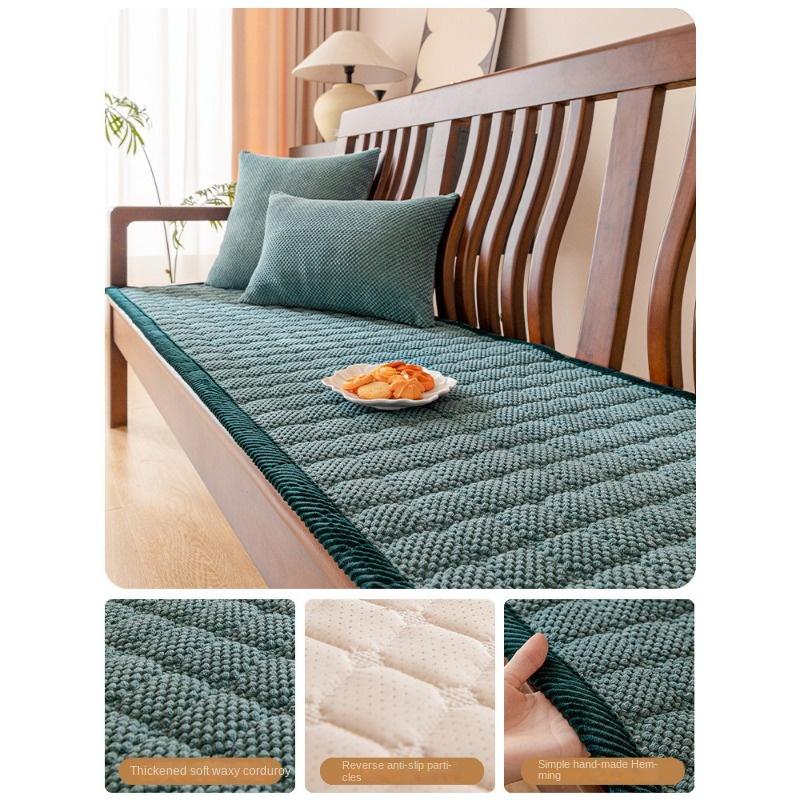 Thickened Corduroy Solid Wood Sofa Cushion, Autumn and Winter Anti Slip Mahogany Sofa Cushion, New Seat Cushion