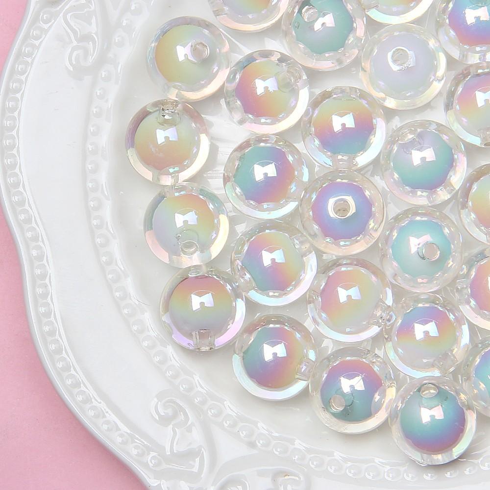 10/60Pcs 16Mm Round Mixed Color Shine Smooth Acrylic Spacer Beads For Jewelry Making Diy Handmade Bracelet Necklace Accessories
