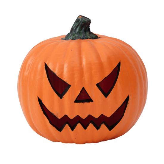 Halloween Pumpkin Lantern Light Up Pumpkin Ornament with Spooky Curved Face for Halloween Party Indoor Outdoor Decor