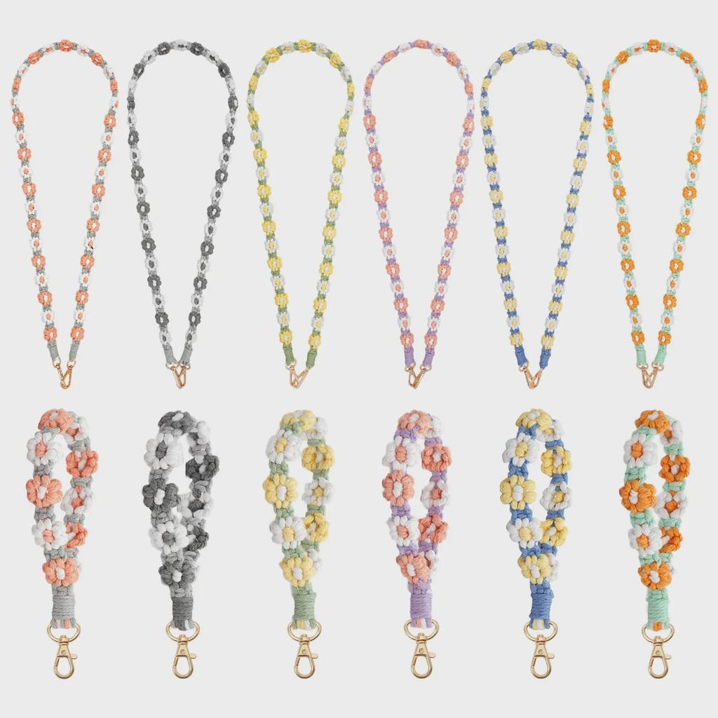 Bohemian Hand-Woven Daisy Phone Lanyard: Cross-Body & Neck Strap To Prevent Loss