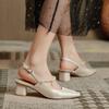 High-heeled Bag Head Sandals Women's Summer New Square Head Back Strap Pearl Sexy Thick Heel Medium Heel Single Shoes